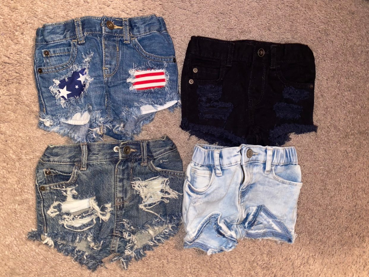 Lot of girls distressed shorts 18/24 months