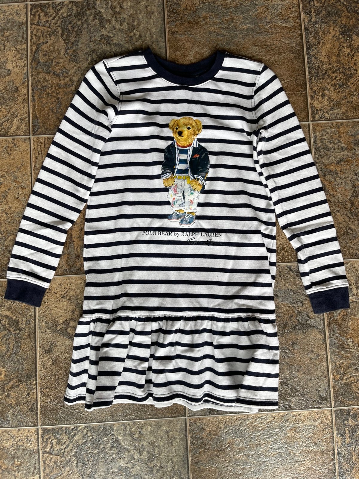 Polo Ralph Lauren Polo Bear Fleece Dress- Blue/White, Girl’s Size 12/14