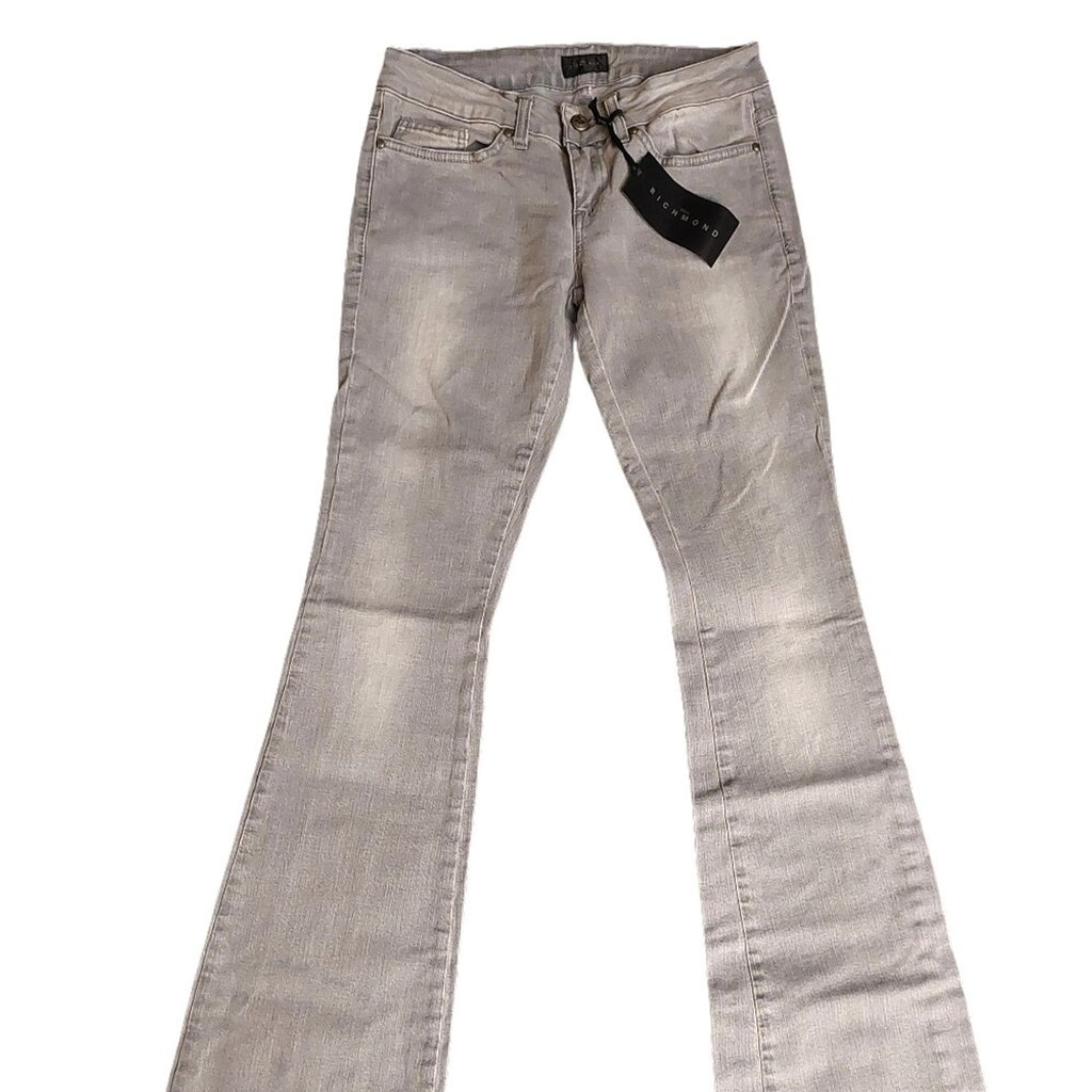John Richmond Light Gray Denim Flare Jeans Sz 28 NWT