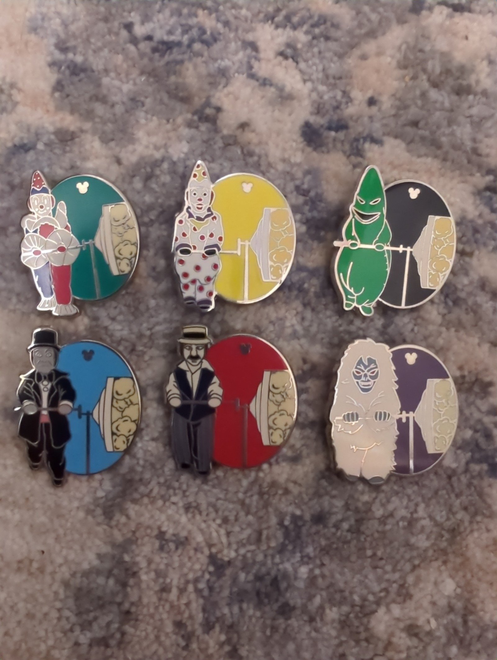 DISNEY PIN HIDDEN MICKEY POPCORN OOGIE BOOGIE SNOWMAN GHOST COMPLETER CAST SET