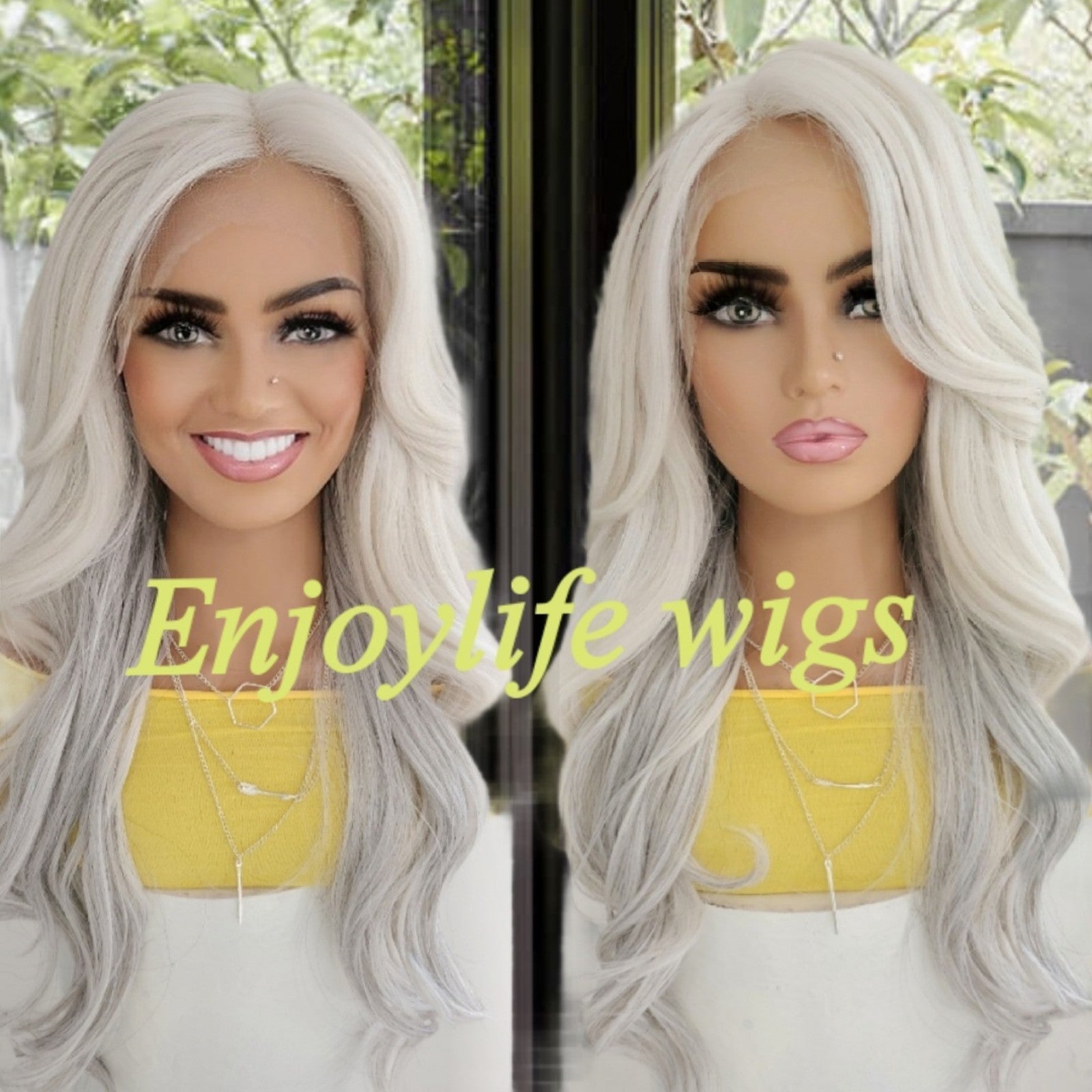 Grey blaylage human hair HD lace front wig