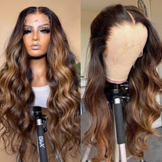 Human hair blended lace front wigs