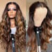 Human hair blended lace front wigs