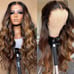 Human hair blended lace front wigs
