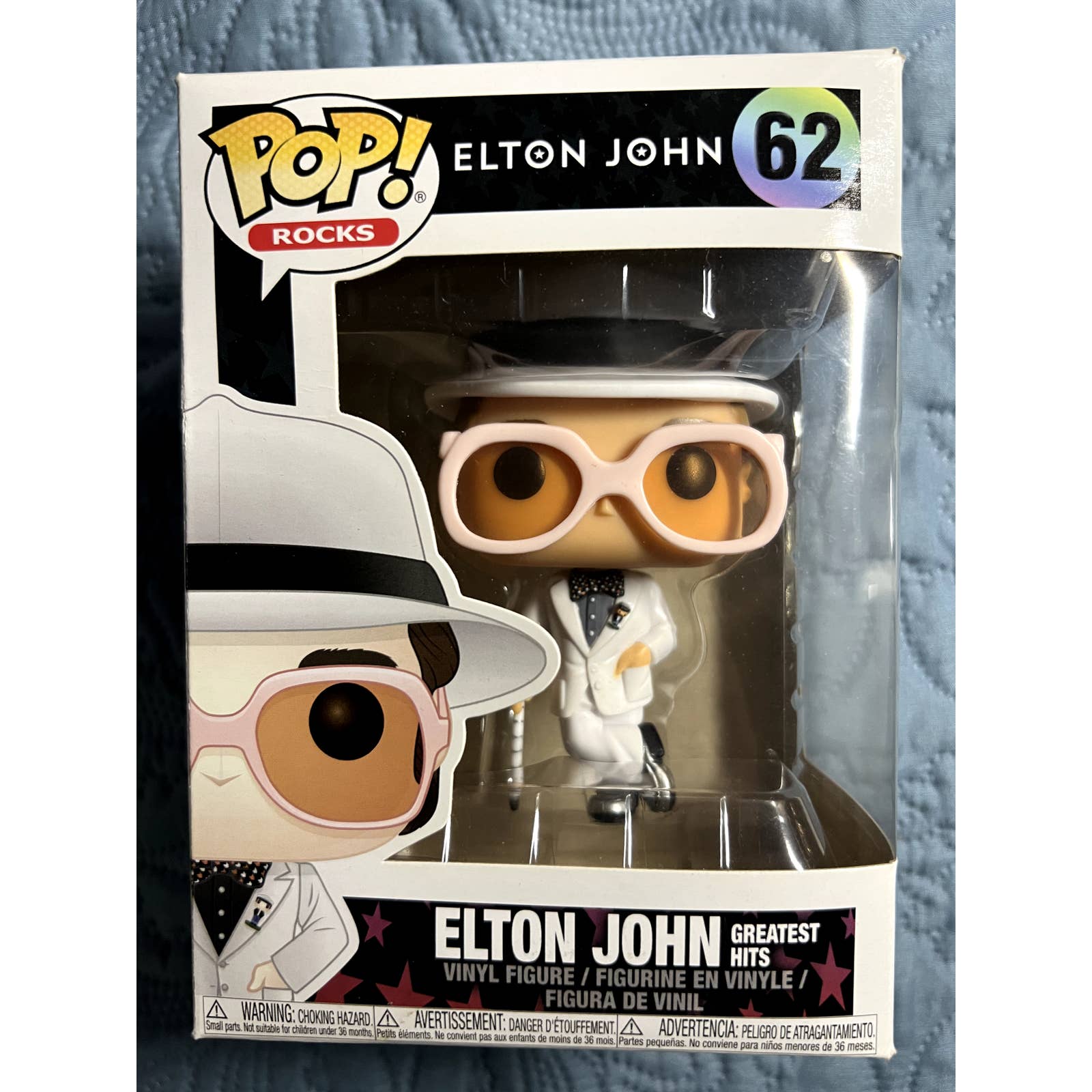 Funko POP! Rocks Elton John (Greatest Hits) #62 Vinyl Figure White Hat Cane #62