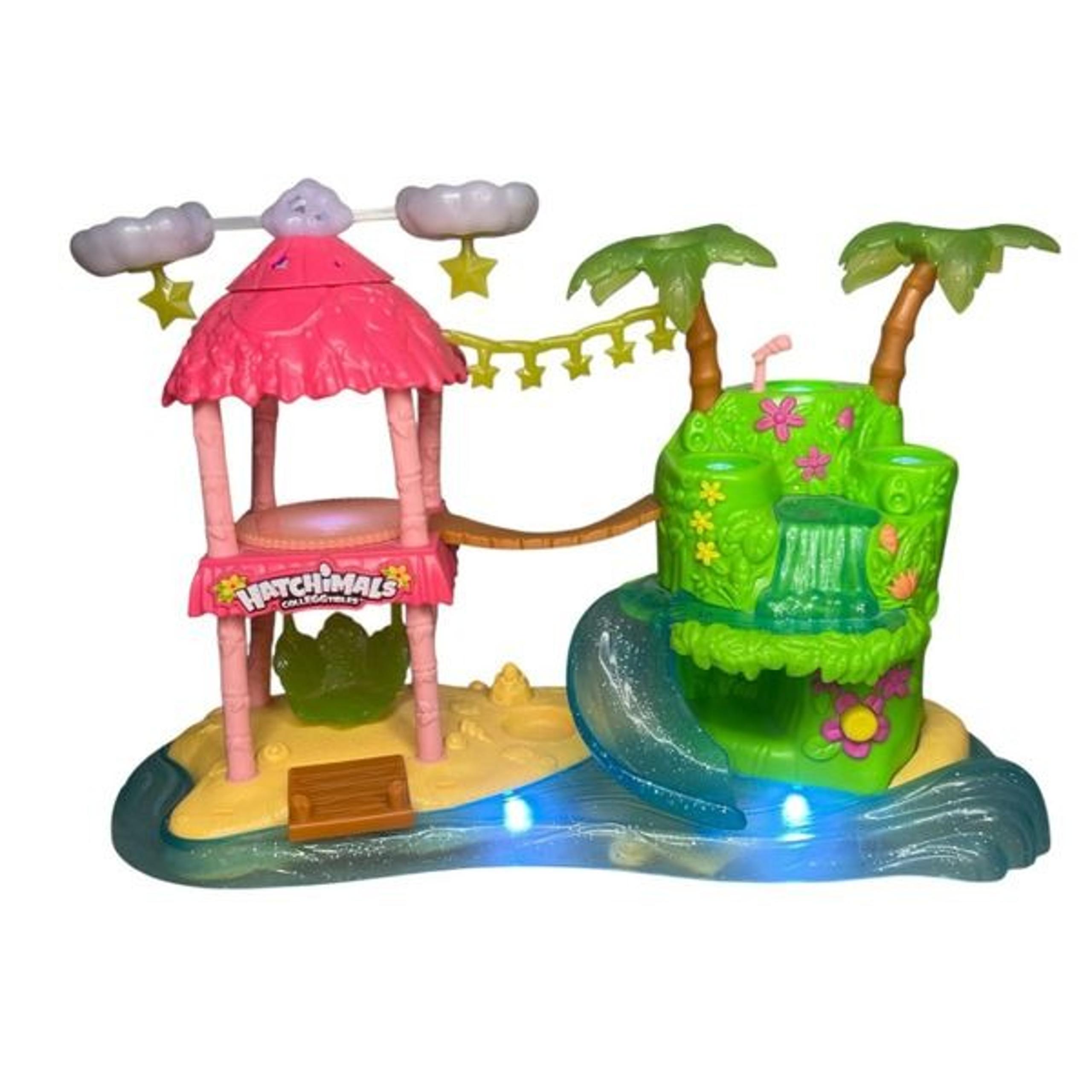 Hatchimals Colleggtibles Tropical Party Set Waterfall Tiki Stage Playset Sounds