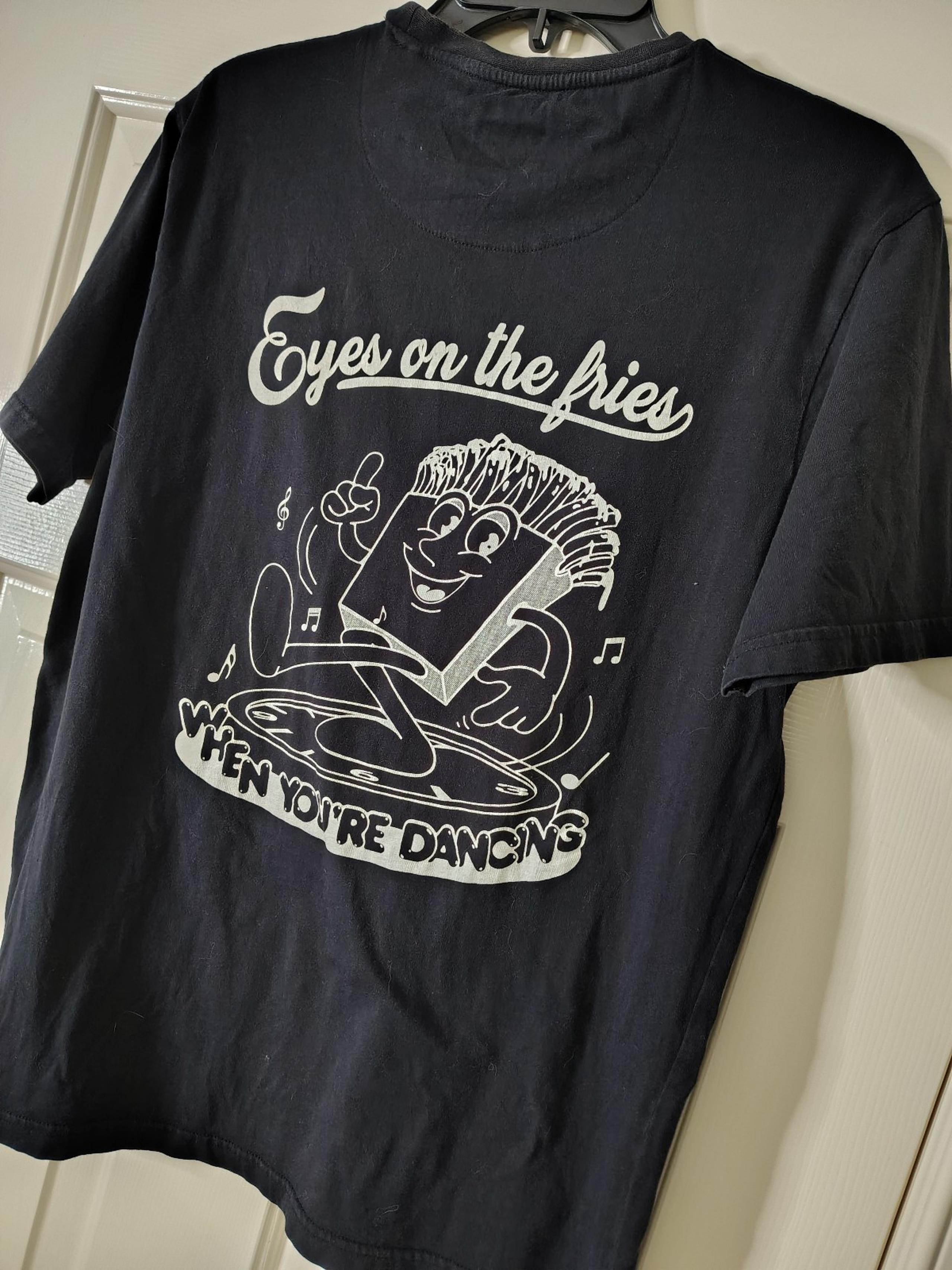Denim & Flowers Eyes in the Fries black casual T-shirt festival Street wear