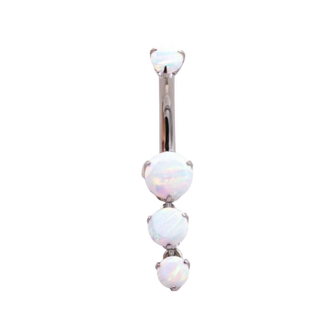 Curved Barbell with Prong-Set Opals and Dangle in Yellow-Anodized Titanium