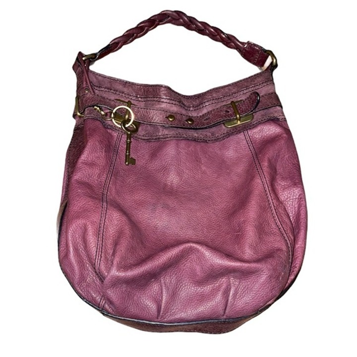 Fossil Vintage Bag Fifty Four braided Handle hobo Leather Shoulder Bag T…