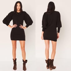 NWT Ba&sh Nancy Puff Sleeve Sweater Mini Dress Wool Blend in Marron sz US 6