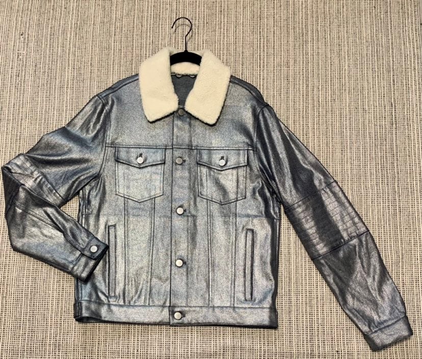 Michael Kors Mens Denim Metallic Trucker
