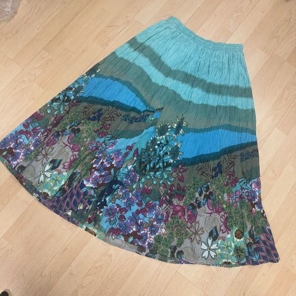 Raga Chaudry Kc Hand-Painted Print Full Skirt Size Small- MEDIUM