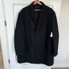 Nordstrom Mens Black Textured Herribone Coat Jacket - NWT 2XL XXL