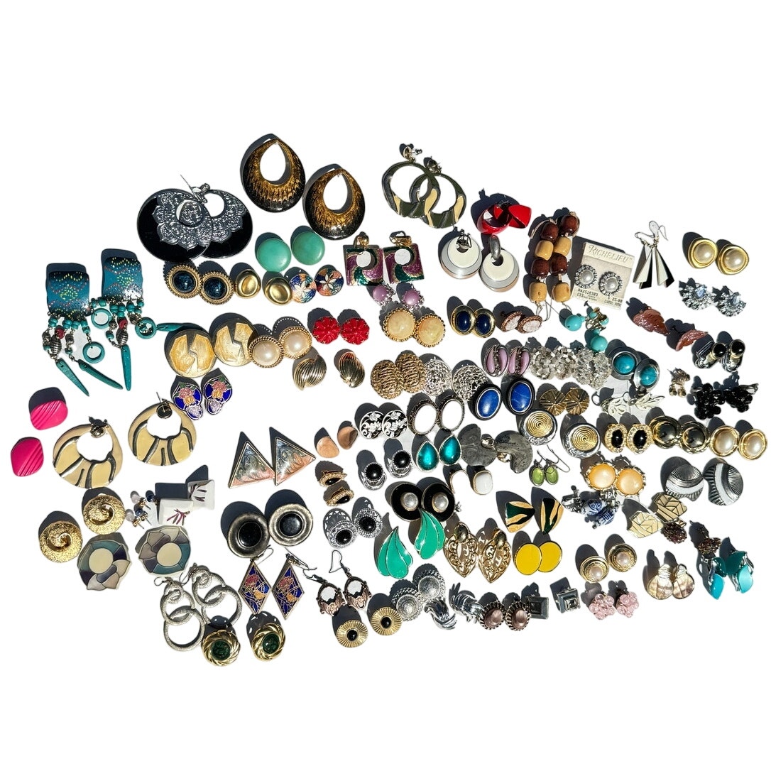 85 pairs of Earrings Lot - Vintage Earrings - from estate sales