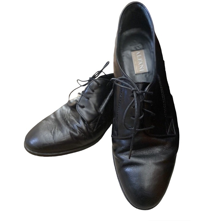 Alfani Derby Black Dress Shoes Lace Up Almond Toe Men Size 10M 4300-1