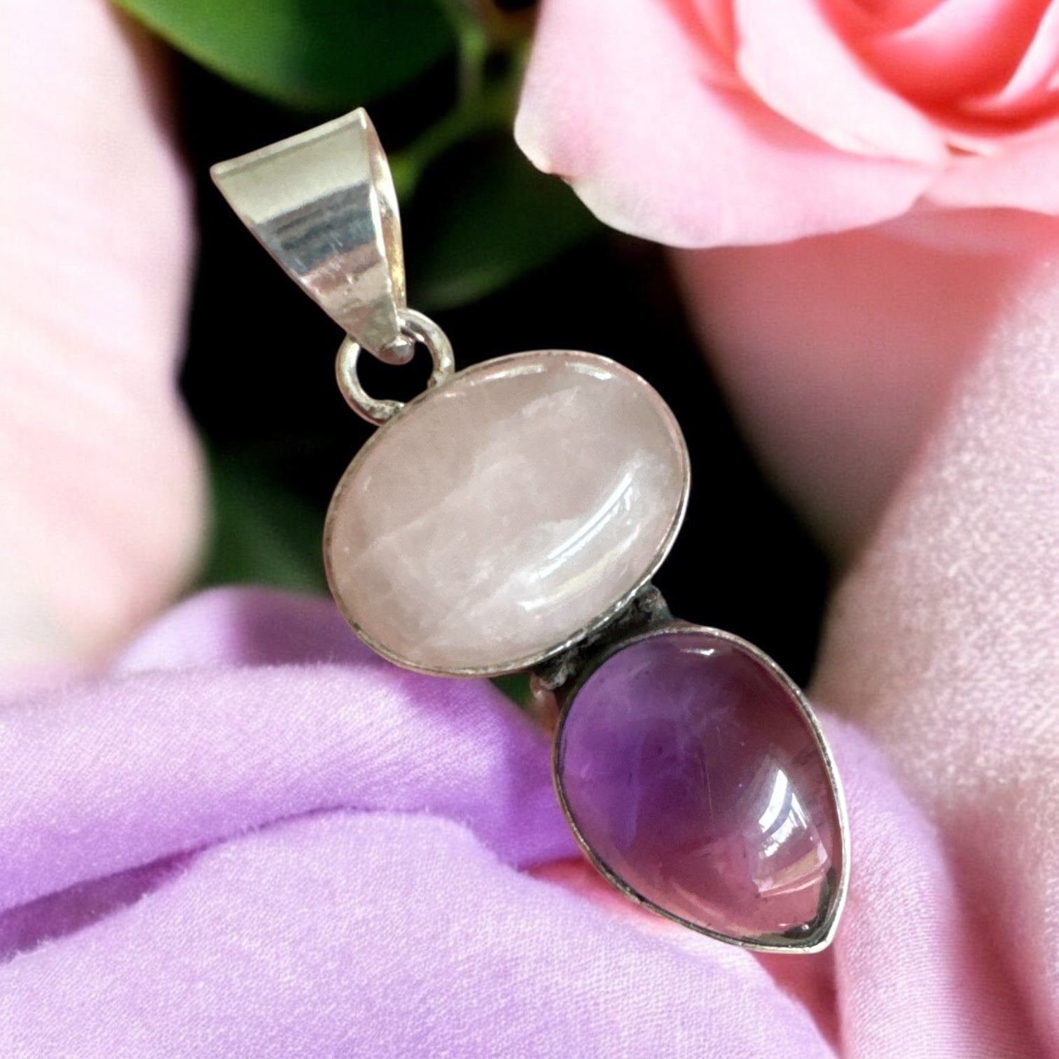 Rose Quartz Solid 925 Sterling Silver Pendant