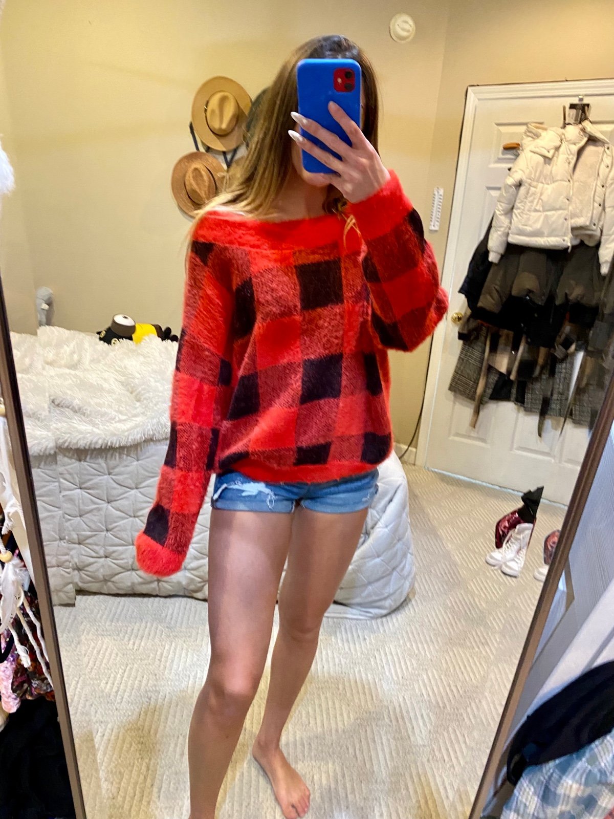Red plaid sweater