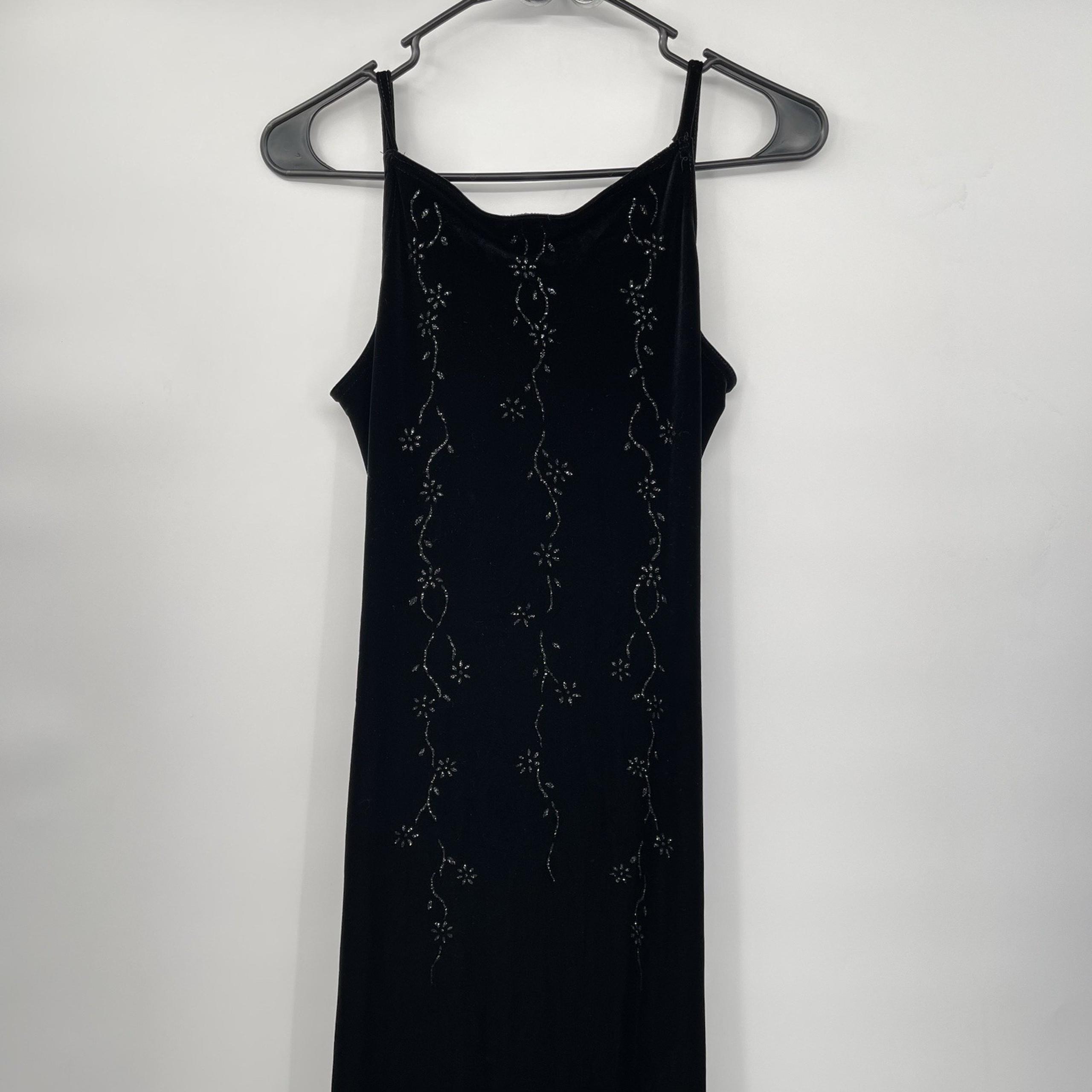 Vintage Roberta Womens Maxi Dress Black Velvet M