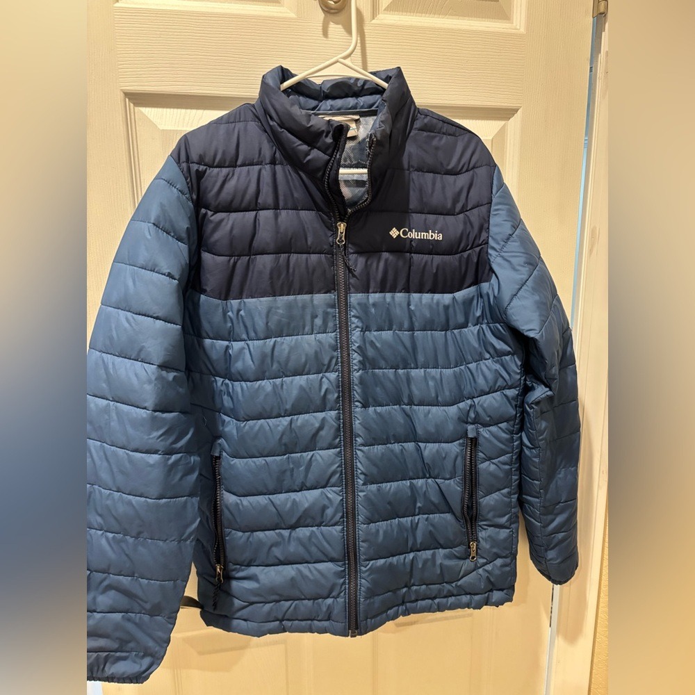 Columbia Blue Puffer Jacket-longer length