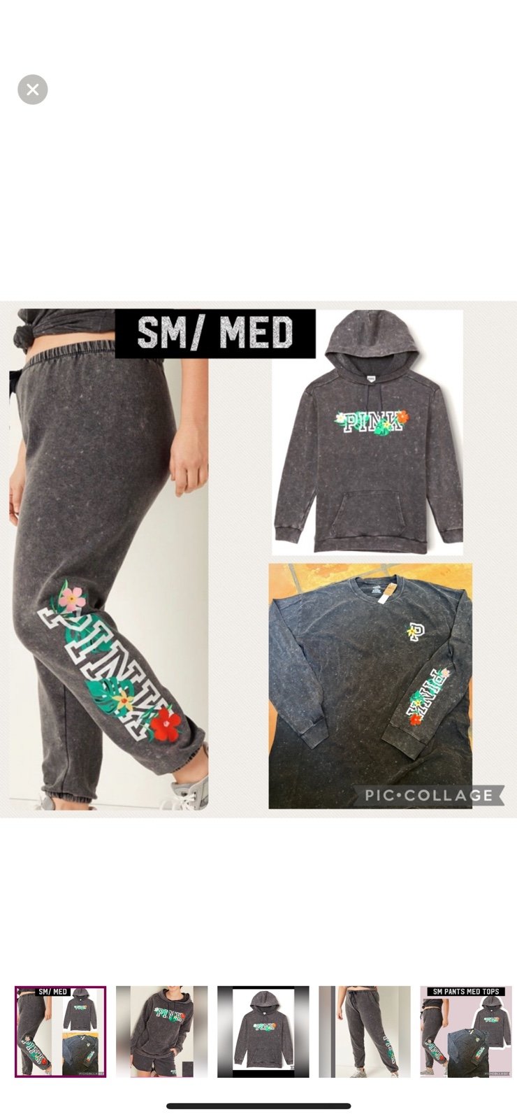 PINK campus pullover hoodie classic pants long sleeve tee grey tropical logo