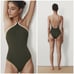 NWT Massimo Dutti One Piece Swimsuit Halter Top Contrast Green Size Small