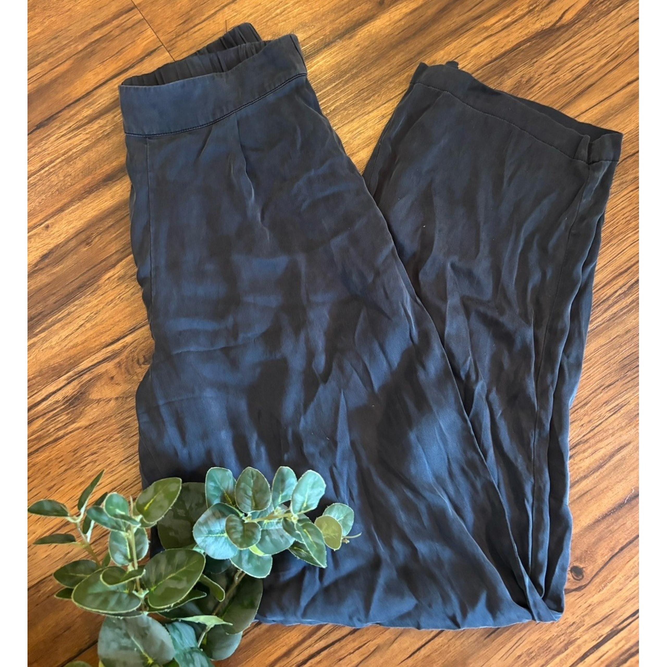 We Are Sundays Pants Womens Silk Small Blue Pleated Wide Leg Trousers Minimal