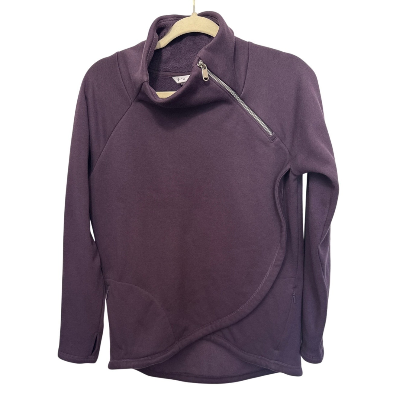 Athleta Purples Sweatshirt Cozy Karma Asym Pullover w/zipper Womens Size M