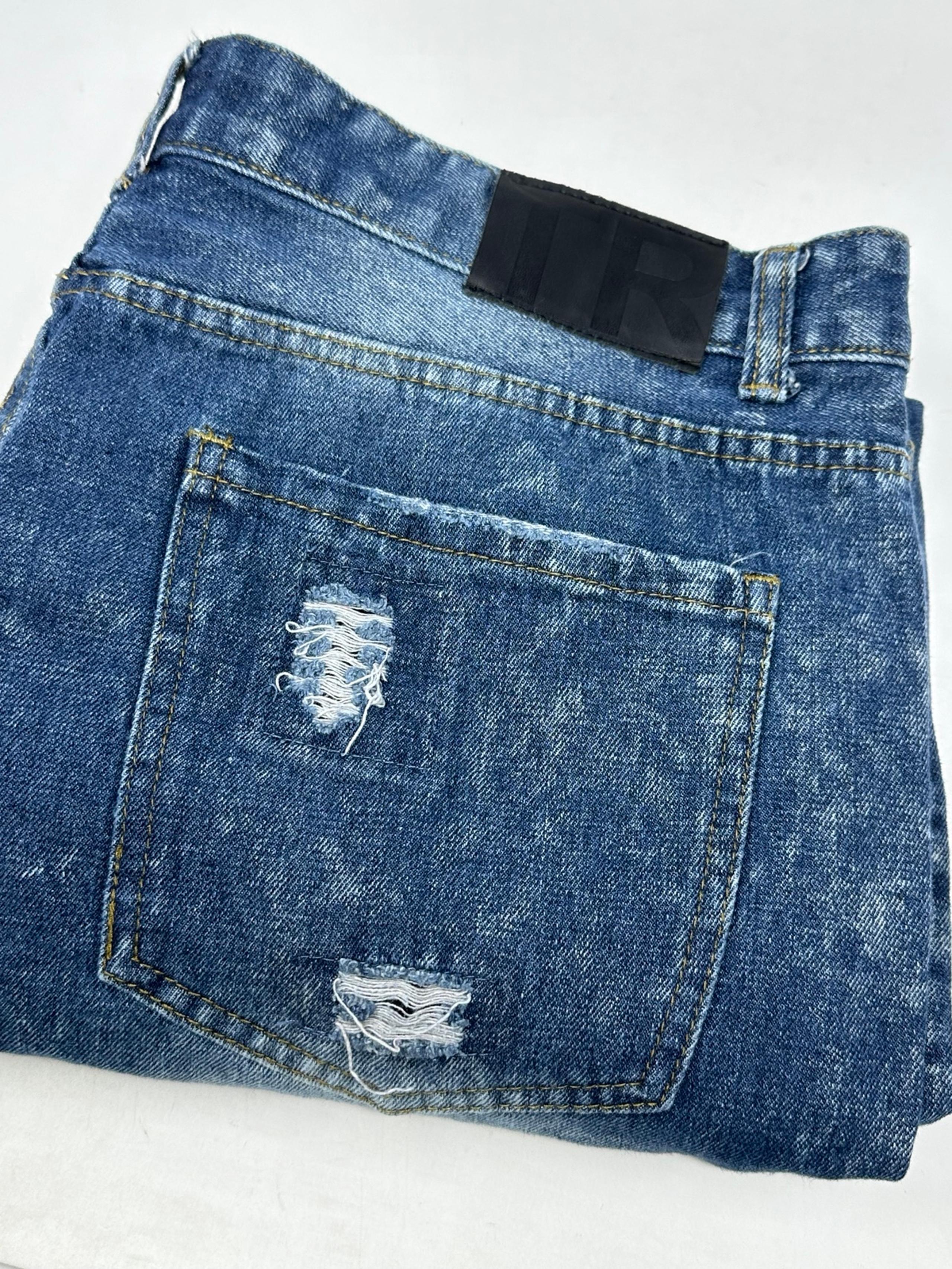 True Rock Jeans Men’s Sz 38x32 Blue Denim Distressed Y2K Destroyed X3