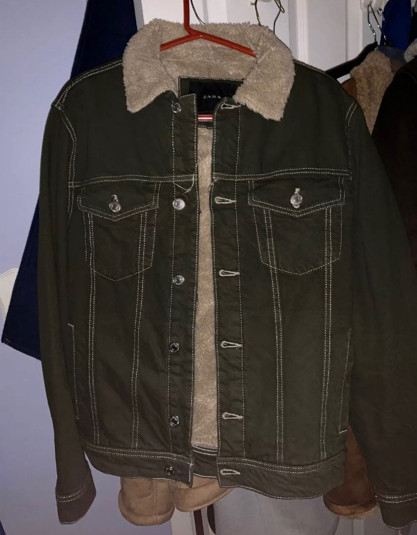 Zara Mens Denim Shearling Jacket