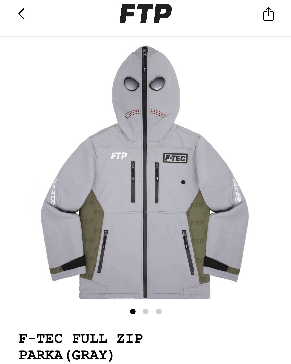 FTP F-TEC FULL ZIP PARKA (GRAY)