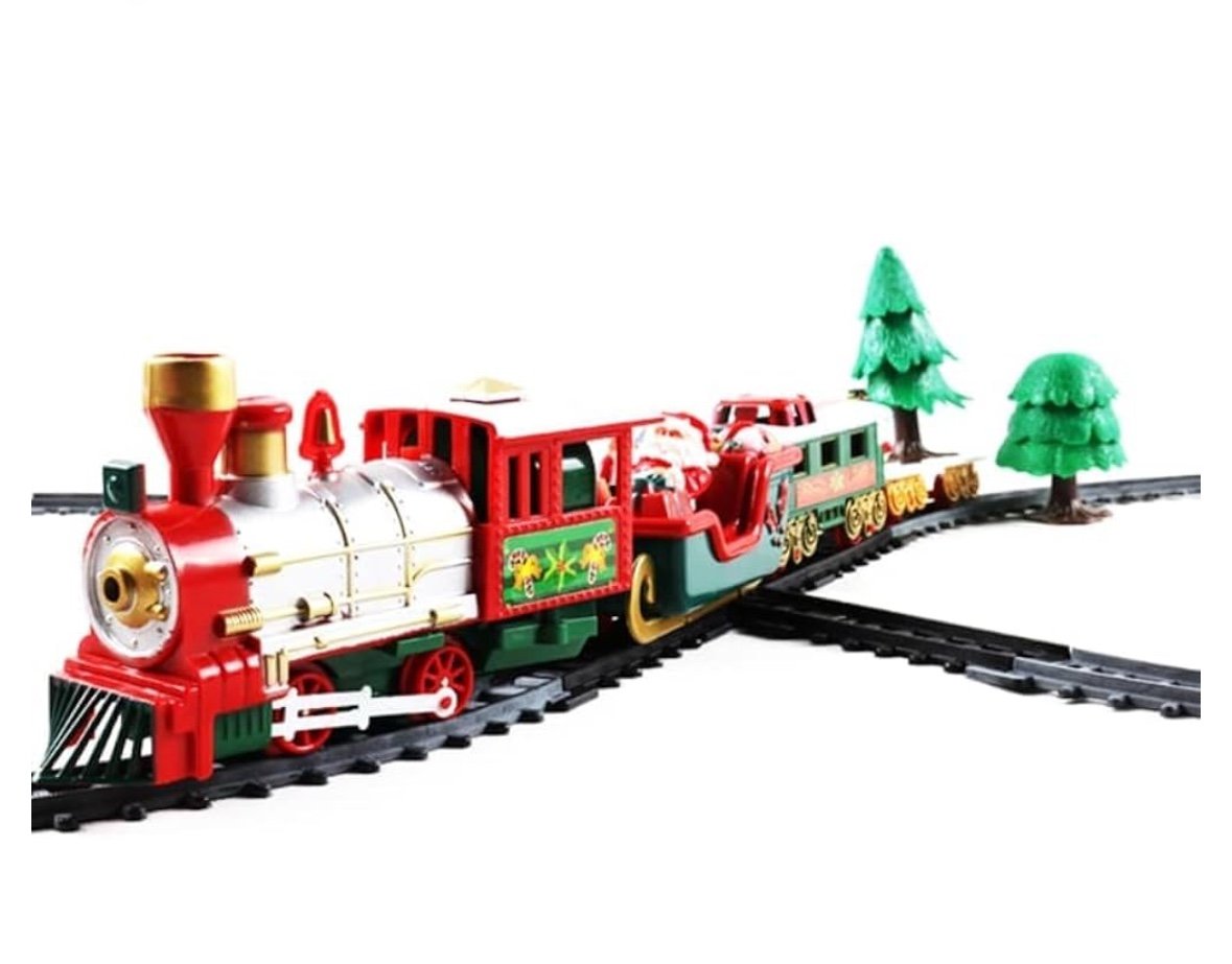 Christmas Train Set, Train Toy Set Track Elevated with 3 Festive Carriages