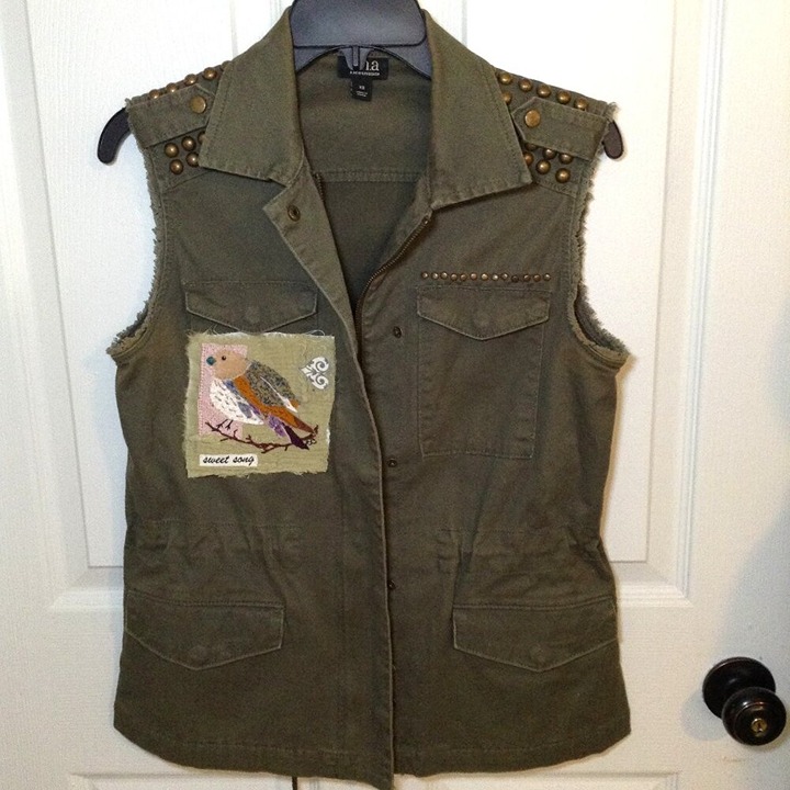 VINTAGE ana XS vest with Embellished pocket. Coachella, Unique, one-of-a-kind!