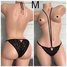 Victoria’s Secret Very Sexy Black Lace String Strappy Panty M