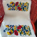 Vintage lot of 8 Luncheon Napkins yellow and red flowers printed most of them n