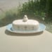 Metlox TRUE BLUE POPPYYRAIL 1/4 LB butter dish butterdish