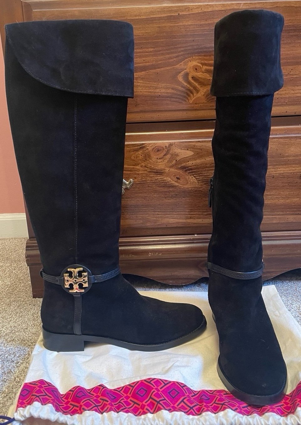 Tory Burch Black Suede tall riding boots