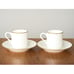 2 Noritake EVA AIR Demitasse Coffee Cup & Saucer Sets GOLD Trim Espresso Mug EUC