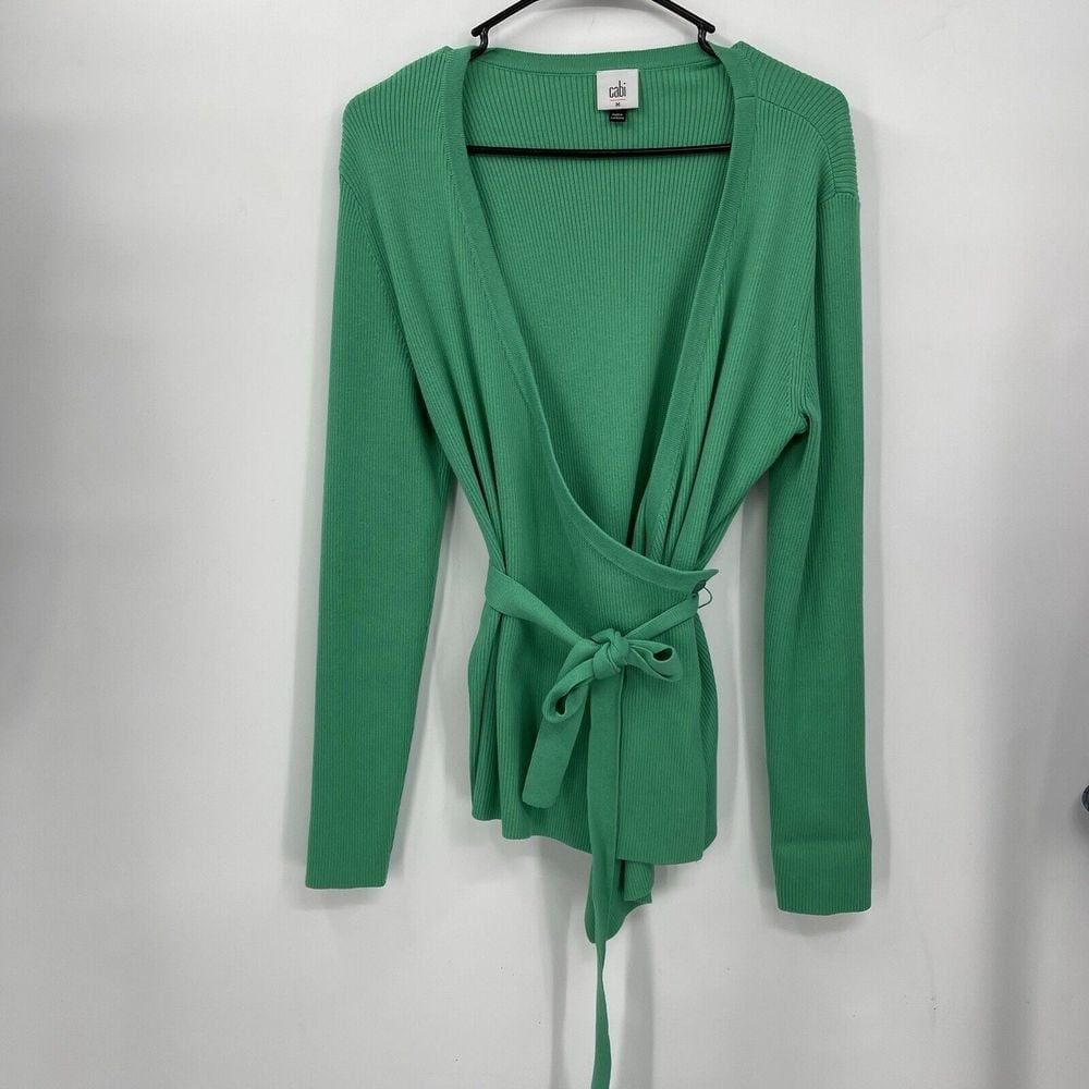 Cabi Woman's Wrap Front Sweater Size Medium Green