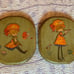 Pair of vintage wooden plaques 7 x 6 inches
