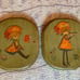 Pair of vintage wooden plaques 7 x 6 inches