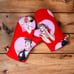Handmade Oven Mitts, Set of 2, Red Pink 50s 60s Retro, Kitchen Set