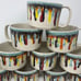 Crate and Barrel Gallery Pattern Mugs Dripping Colored Glaze Set of 12