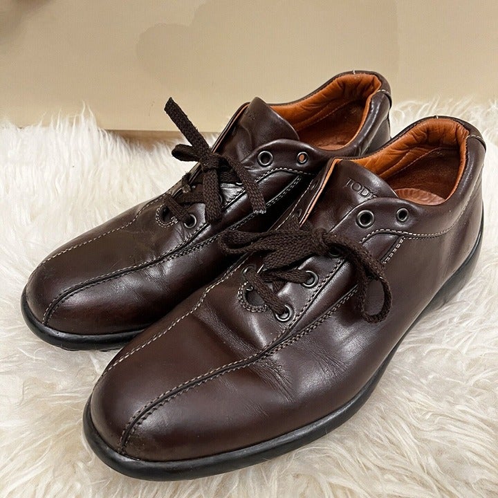 Tod's Leather Oxford Driving Walking Golf Shoes Dark Brown Men's Size 6.5