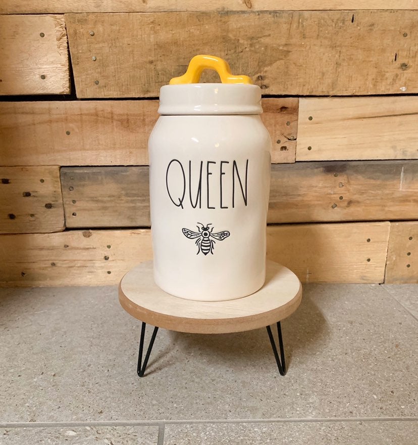 Rae Dunn Queen Bee Canister yellow lid
