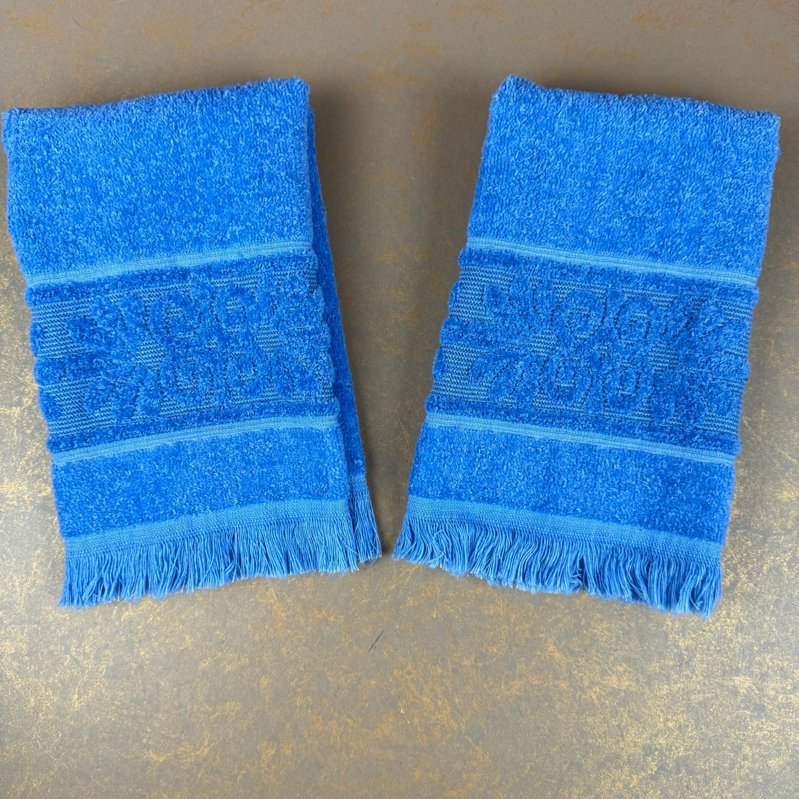 2 Vintage Cannon Santa Cruz Blue Sculpted Hand Towels 86% Cotton USA