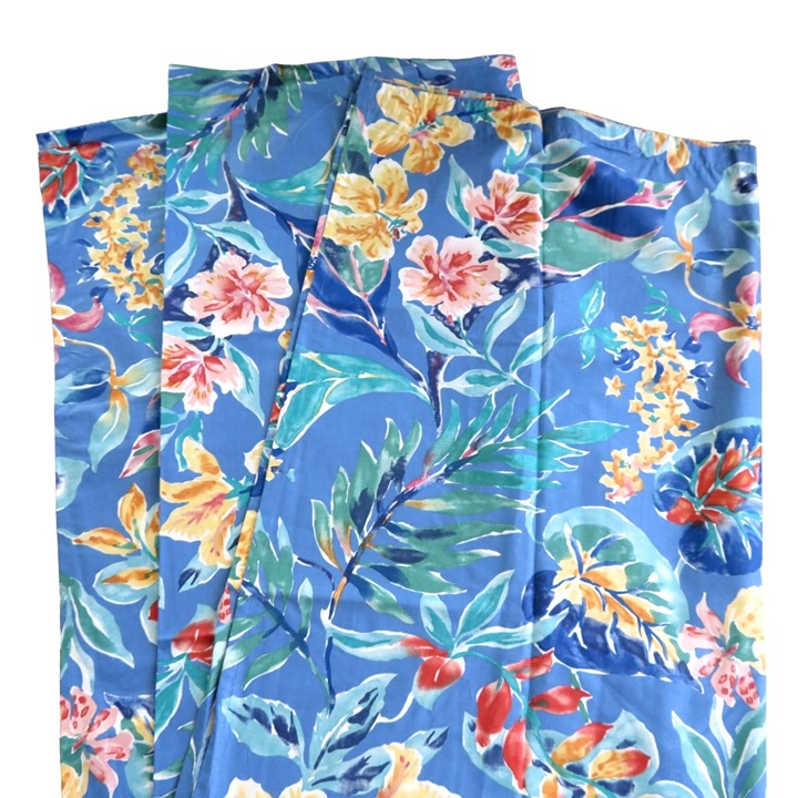 Pier 1 Import Fabric Shower Curtain Blue Tropical Floral New Discontinued