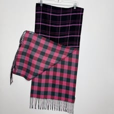 NWT J. Jill Reversible Plaid Scarf With Fringe One Size