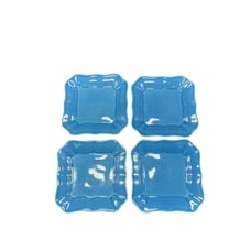 Sur La Table Set of 4 Blue Appetizer Plates with Scalloped Edges
