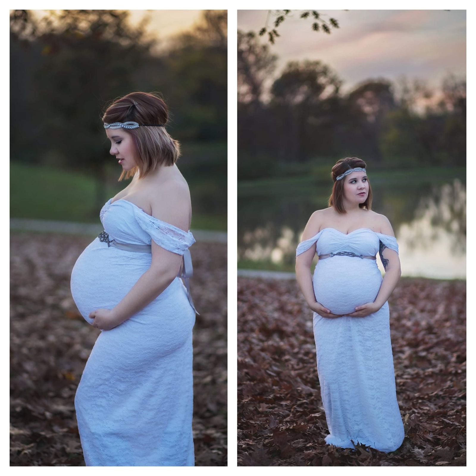 White Lace Maternity Dress For Photos