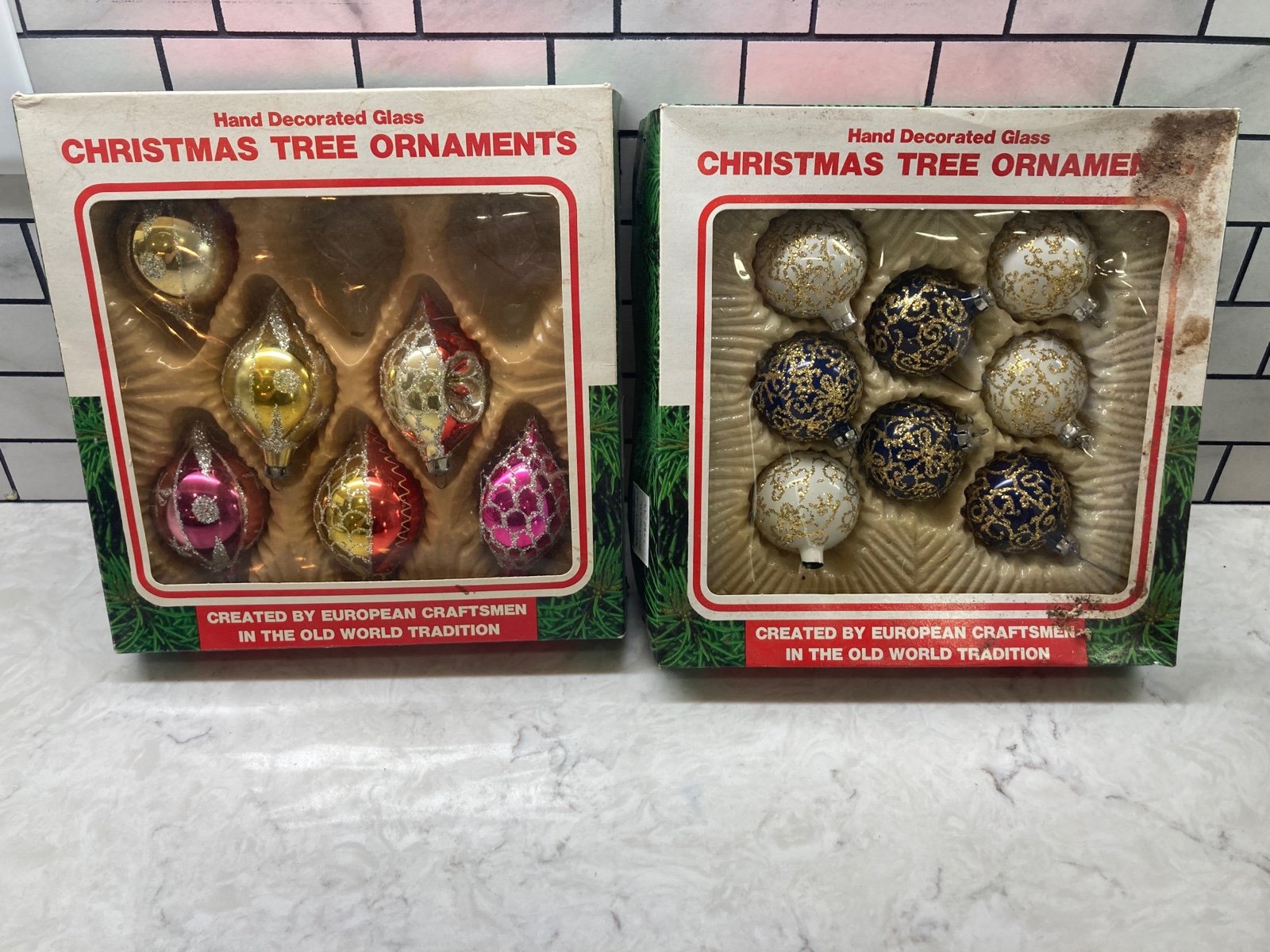 Vintage Christmas Handcrafted Ornaments ( 2Boxes)